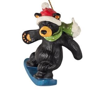 Bearfoots Jeff Fleming Big Sky Carver Snowboarding Bear Ornament 2.75” Christmas
